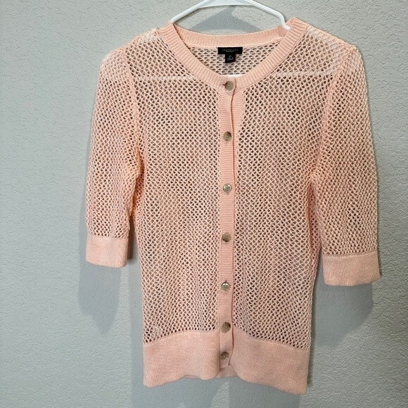 NWOT Ann Taylor Factory Open Knit Pink Lightweight Cardigan Sweater - Size XS - Picture 1 of 6